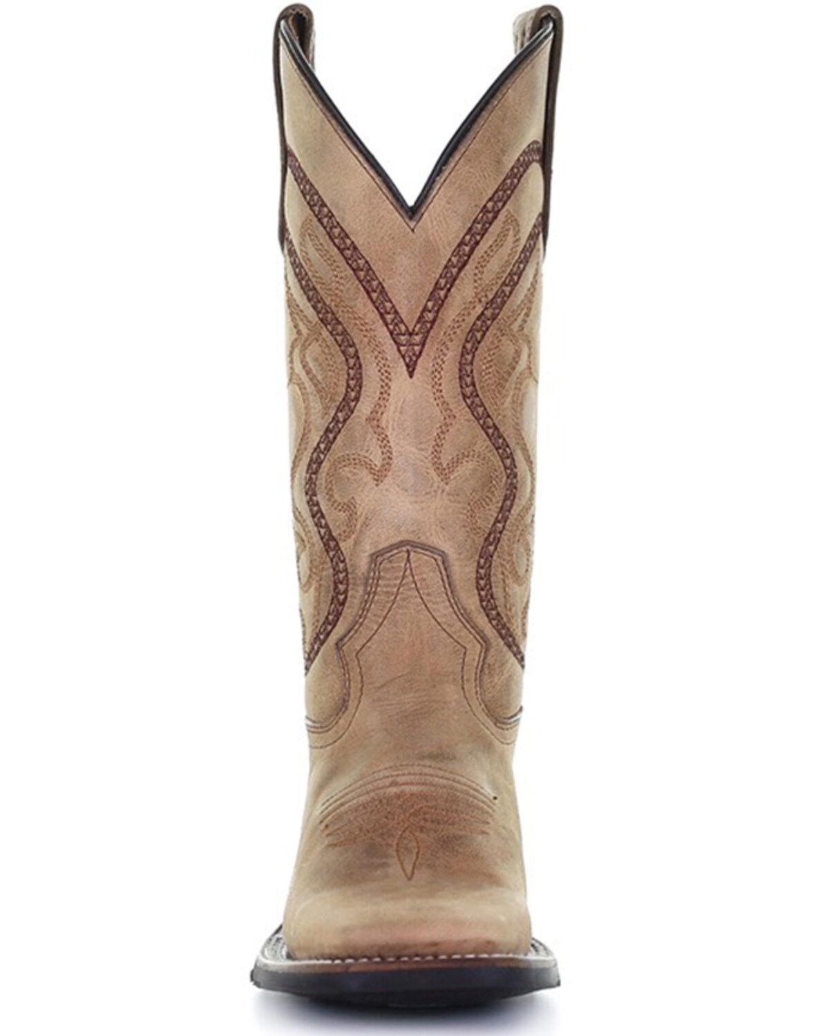 Image #4 - Circle G Women's Saddle Embroidered Leather Western Boot - Broad Square Toe, Tan, hi-res