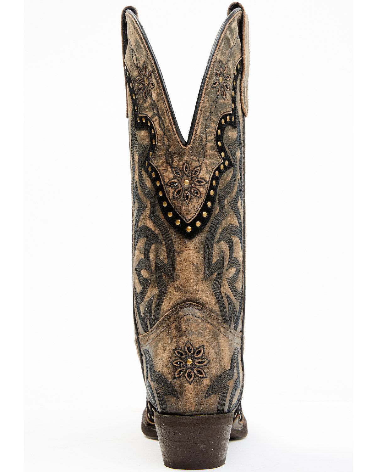 Image #5 - Laredo Women's Skyla Floral Studded Western Performance Boots - Snip Toe, Dark Brown, hi-res