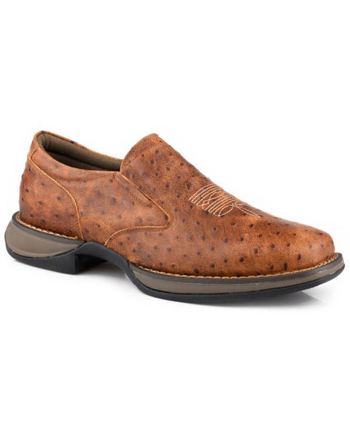 Roper Men's Wilder Ostrich Print Casual Shoes, Tan, hi-res