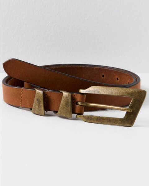 Free People Women's Parker Leather Belt, Brown, hi-res