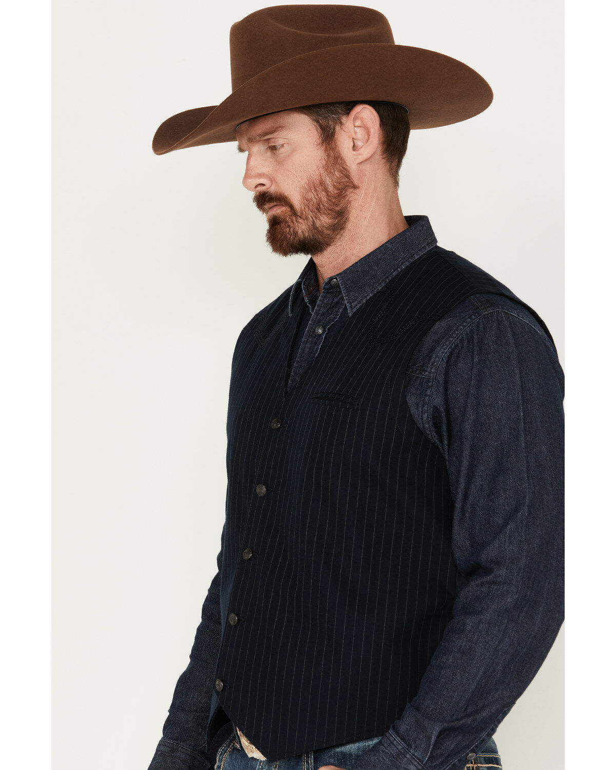 Image #2 - Moonshine Spirit Men's Pinstripe Capone Wool Vest, Navy, hi-res