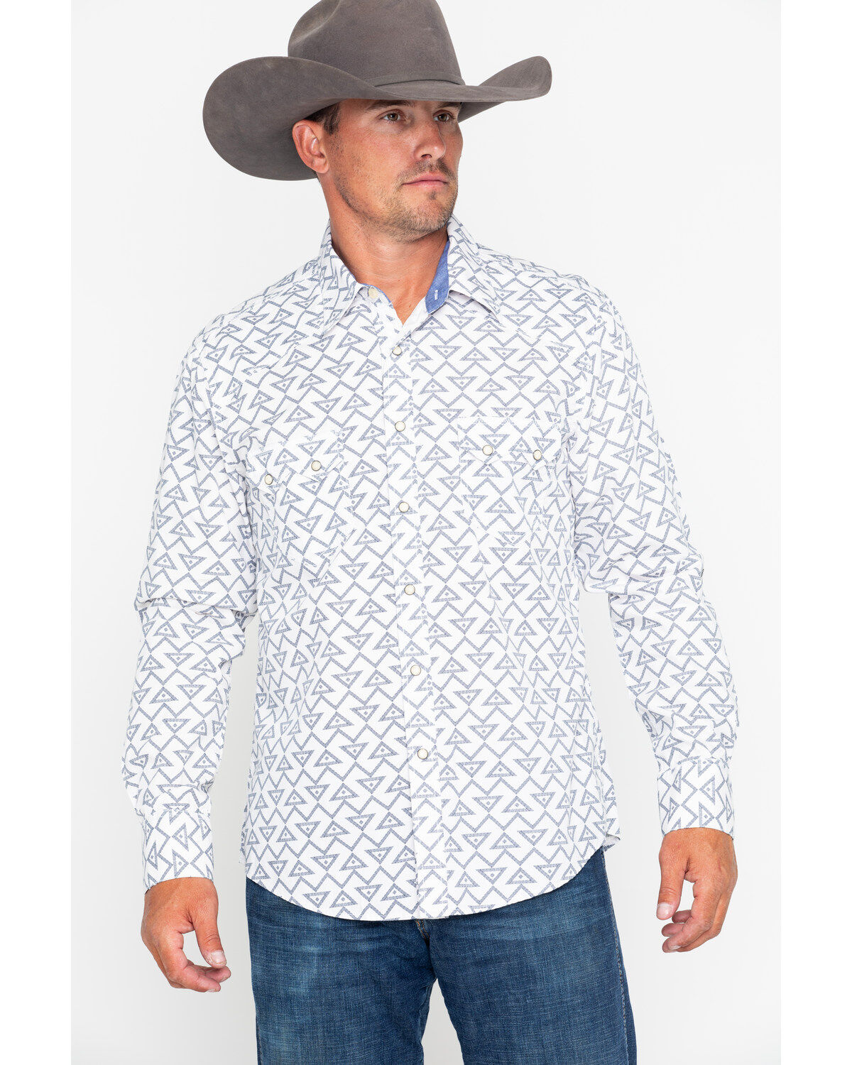 Image #5 - Rock & Roll Denim Men's Triangle Geo Print Long Sleeve Western Shirt, , hi-res