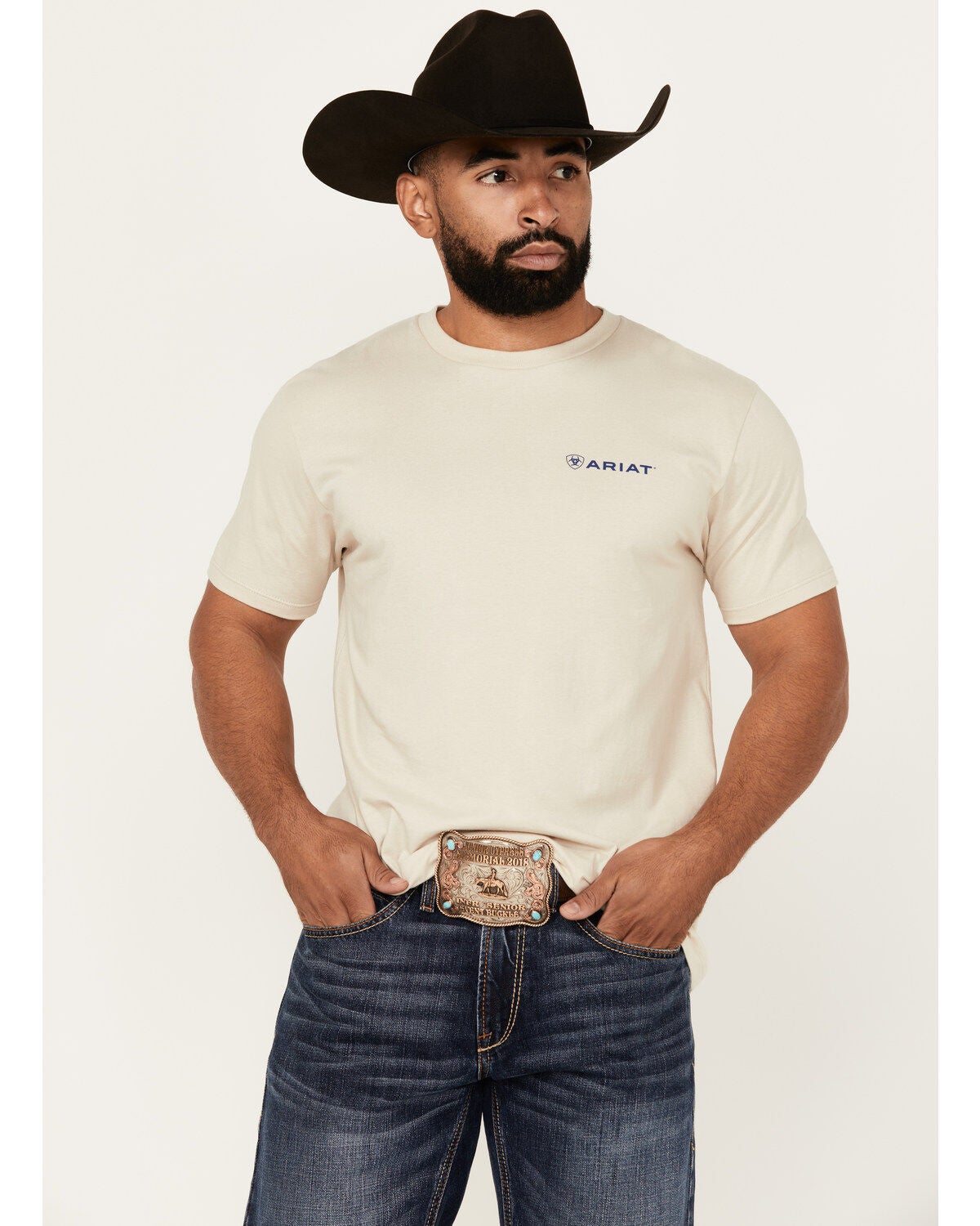 Image #1 - Ariat Men's Stamped Seal Short Sleeve Western Shirt, , hi-res