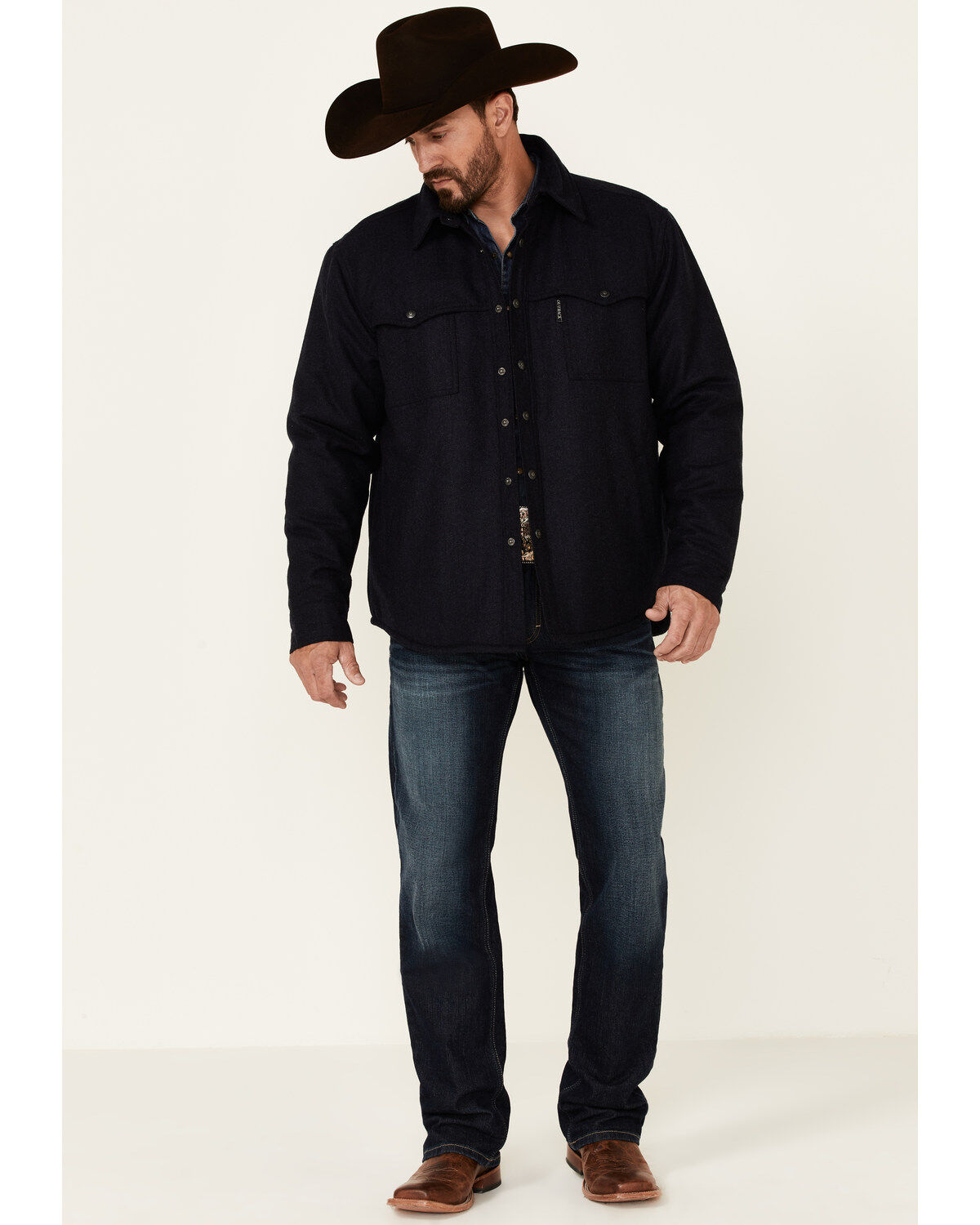 Image #2 - Outback Trading Co Men's Solid Harrison Snap-Front Jacket, Navy, hi-res