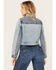 Cleo + Wolf Women's Light Wash Cropped Trucker Denim Jacket, Light Medium Wash, hi-res