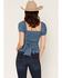 Image #4 - Ash & Violet Women's Bow Trim Short Sleeve Top, Teal, hi-res