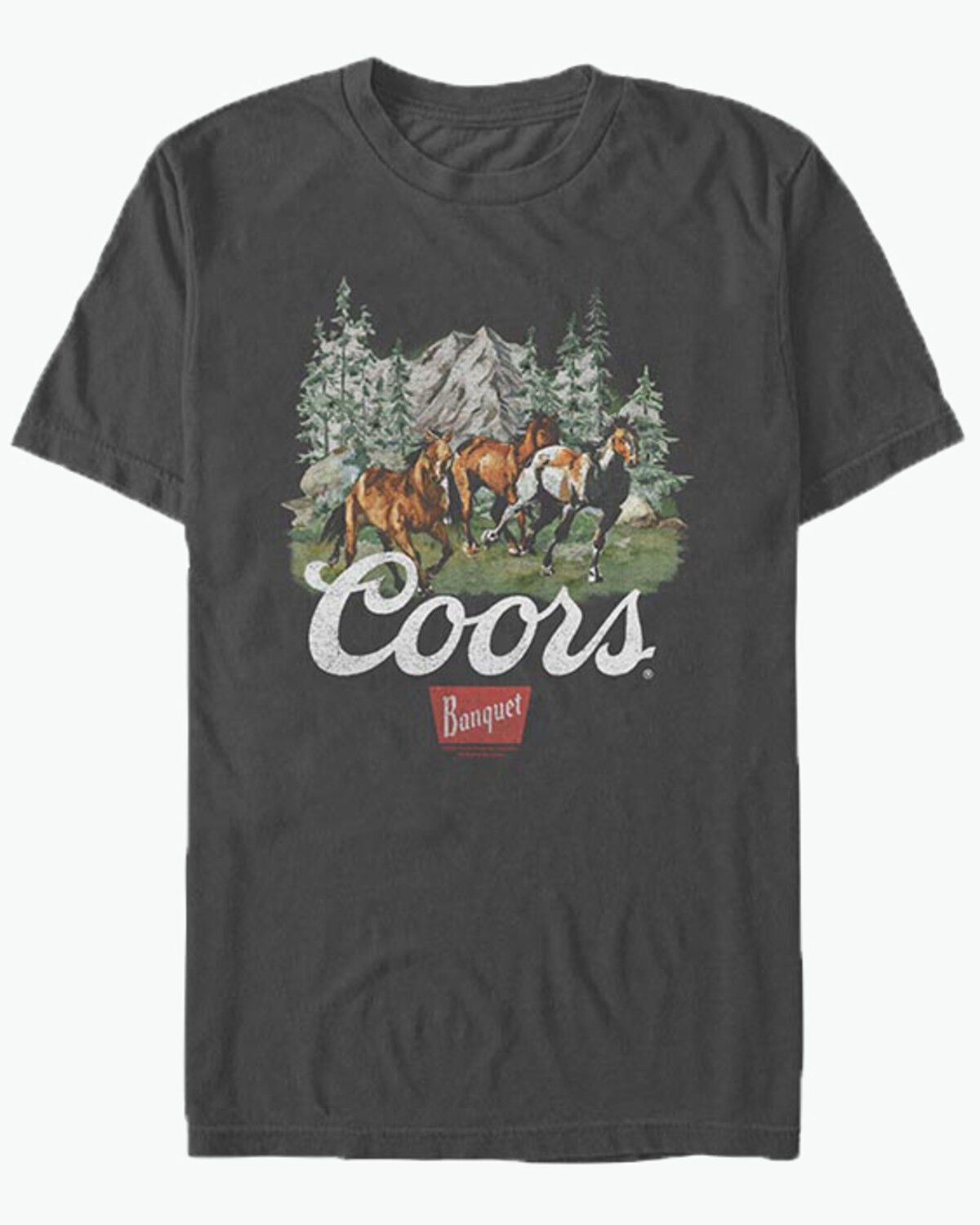 Image #1 - Coors Men's Holiday Horses Short Sleeve Graphic T-Shirt, Charcoal, hi-res