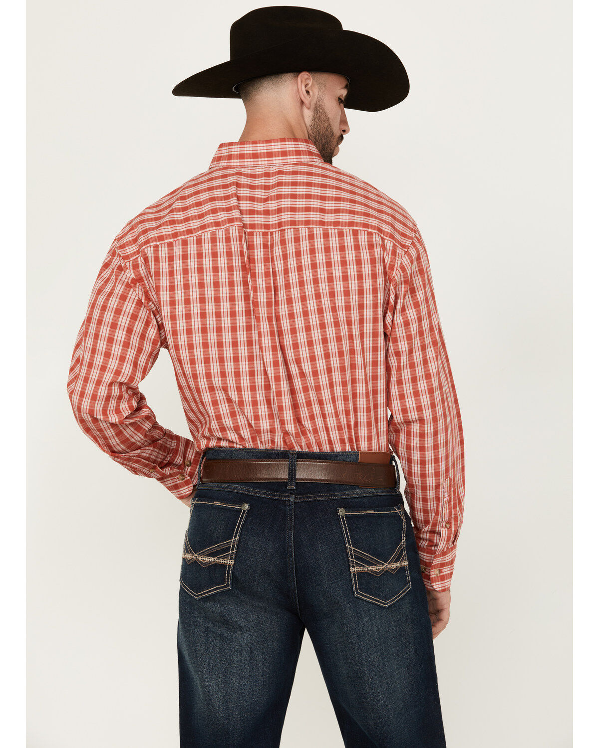 Image #4 - Wrangler Men's Classic Plaid Print Long Sleeve Button-Down Western Shirt - Big, Red, hi-res