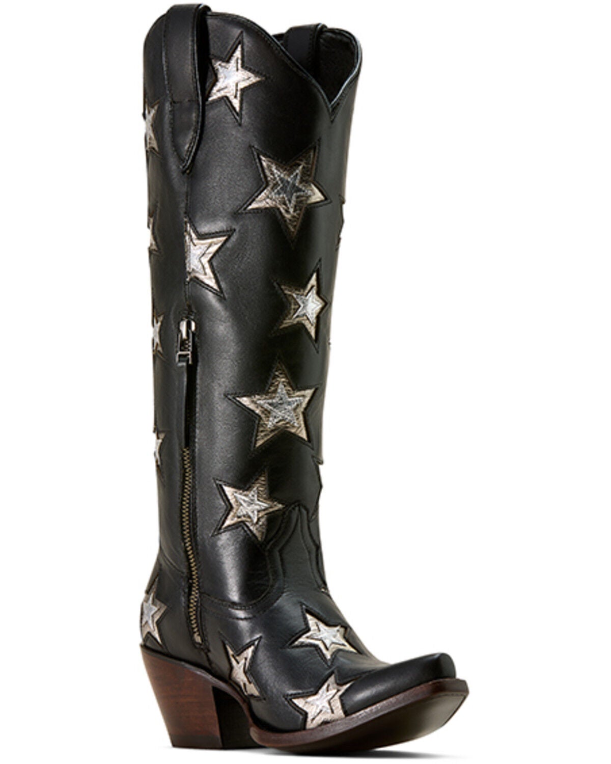Image #1 - Ariat Women's Casanova Star Tall Western Boots - Snip Toe, Black, hi-res