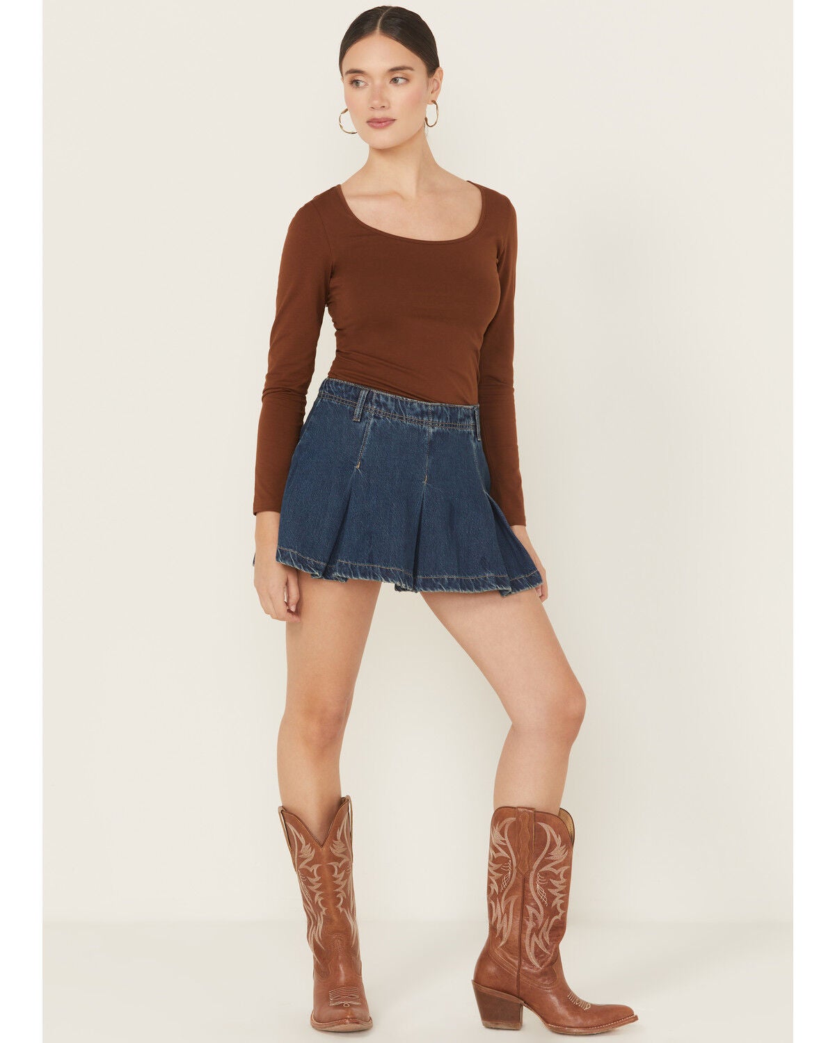 Free People Women's Madison Ave Dark Wash Mini Denim Skirt, Dark Wash, hi-res