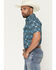 Image #2 - Rock & Roll Denim Men's TEK Southwestern Print Short Sleeve Snap Western Shirt, Blue, hi-res