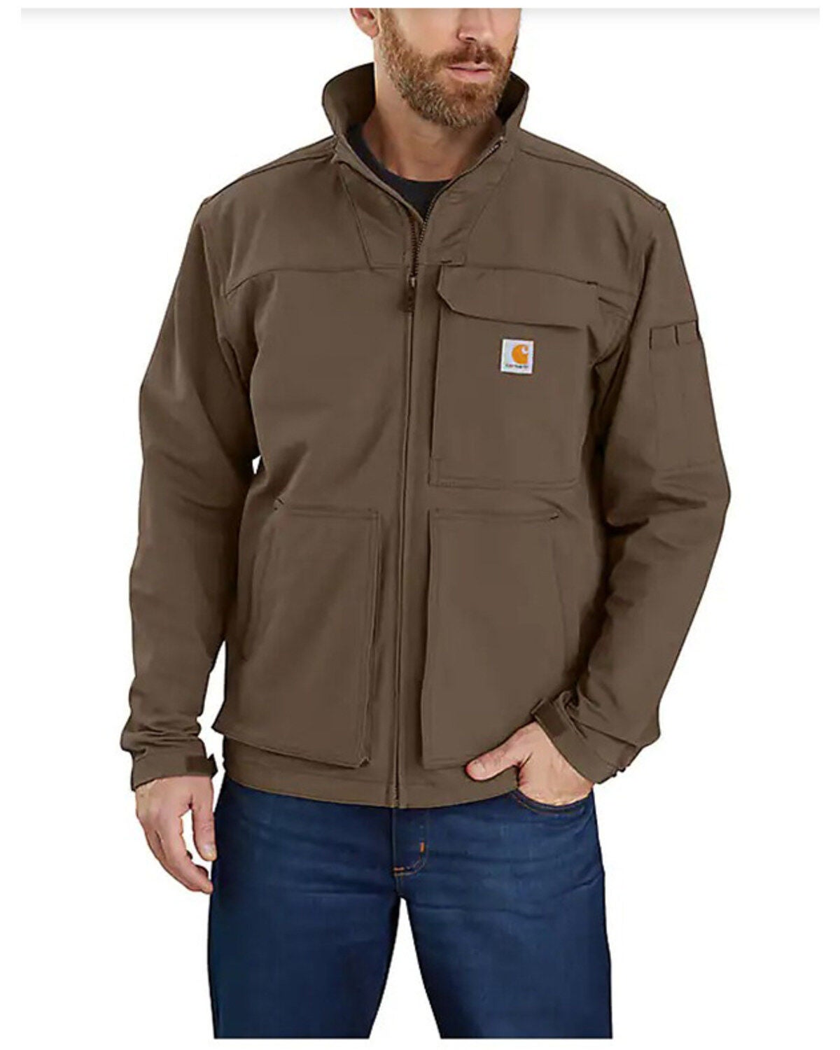 Carhartt Men's Super Dux Relaxed Fit Lightweight Zip-Front Work Jacket, Dark Brown, hi-res