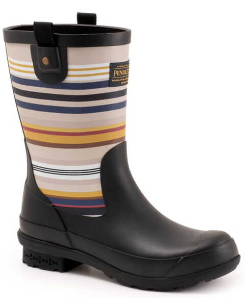 Pendleton Women's Bridger Stripe Rain Boots - Round Toe, Black, hi-res