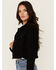 Image #2 - Cello Women's Frayed Cropped Denim Jacket, Black, hi-res
