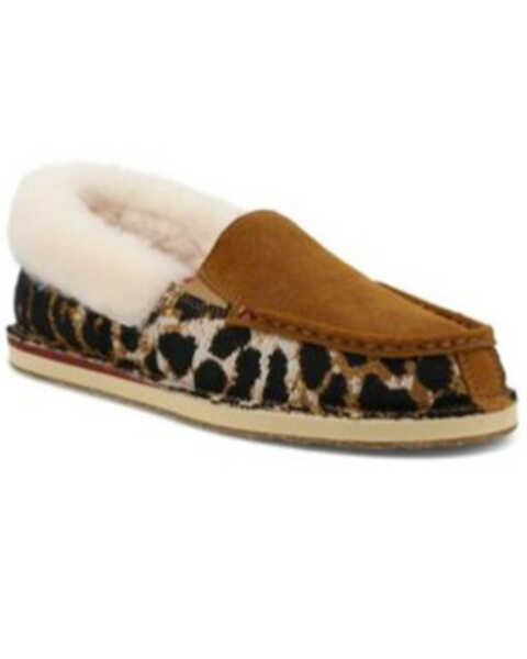 Twisted X Women's Leopard Print Fur-Lined Shoes - Moc Toe , Brown, hi-res