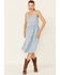 Image #3 - Stetson Women's Embroidered Button Front Midi Dress, Blue, hi-res