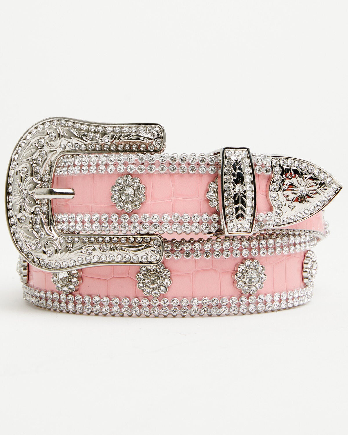 Shyanne Girls' Lucy Embossed Embellished Bling Belt, Pink, hi-res