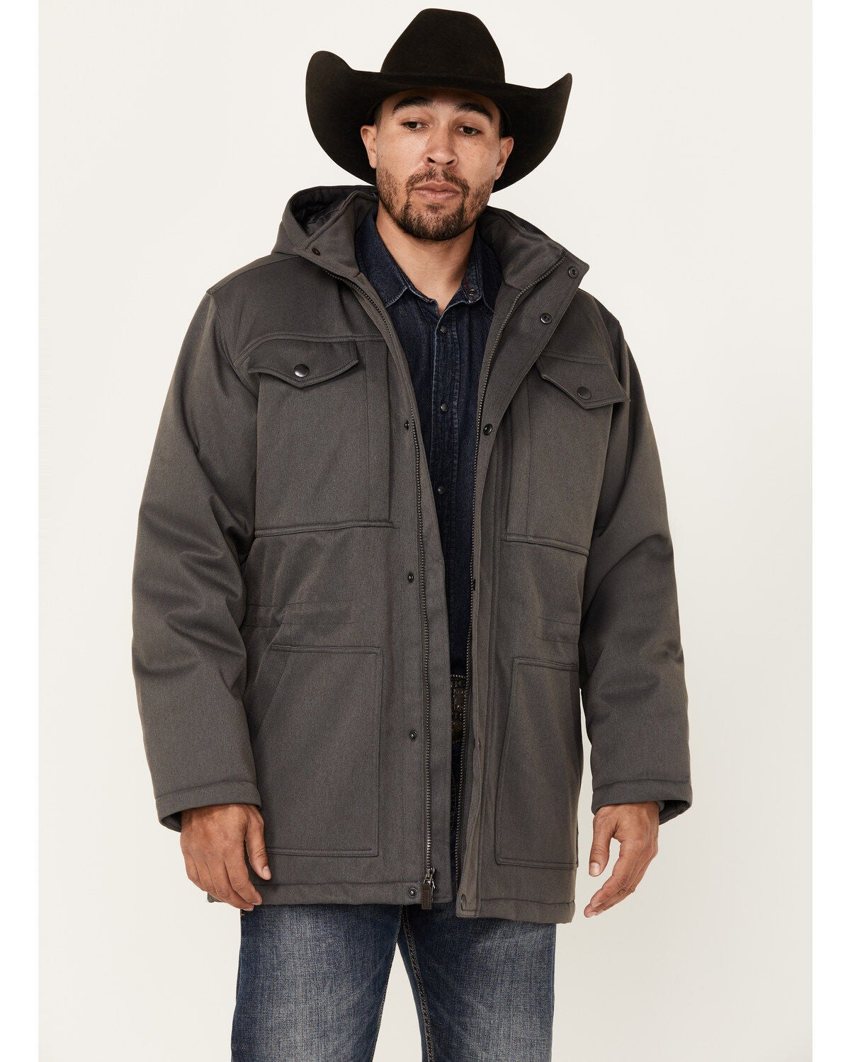 Ariat Men's Abilene Heavyweight Hooded Insulated Parka Jacket, Grey, hi-res