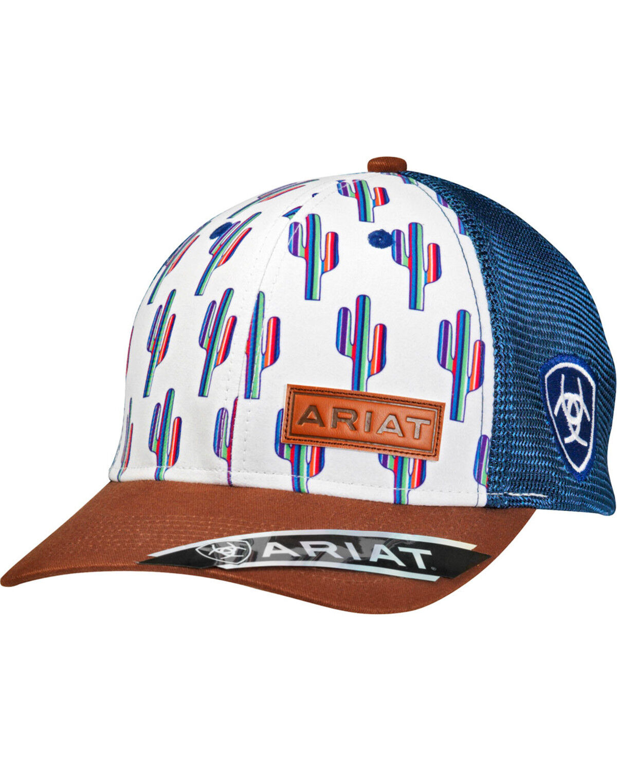 Image #1 - Ariat Women's Cactus Print Ball Cap, White, hi-res