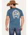Brixton Men's Horseshoe Graphic Short Sleeve Tailored T-Shirt, Blue, hi-res