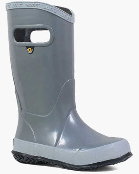 Bogs Girls' Solid Rain Boots - Round Toe, Grey, hi-res