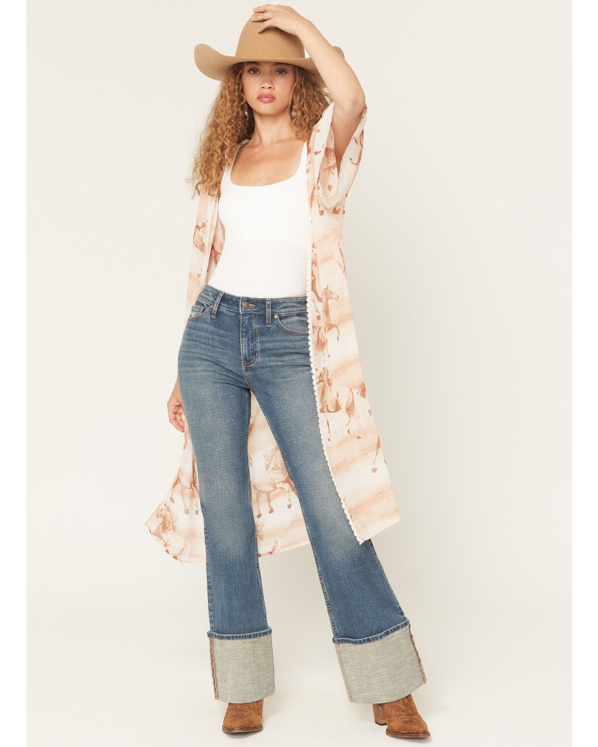 Wild Moss Women's Horse Print Kimono, Multi, hi-res