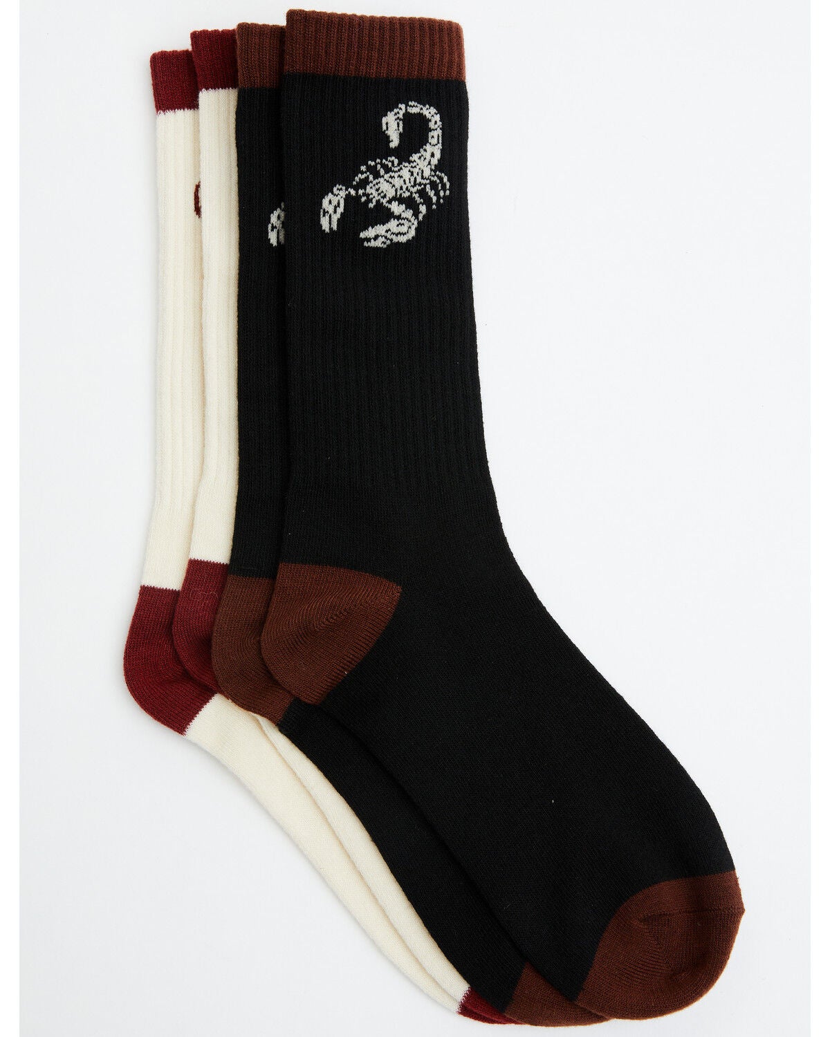 Cody James Men's Scorpion Skull Crew Socks - 2 Pack, Black, hi-res