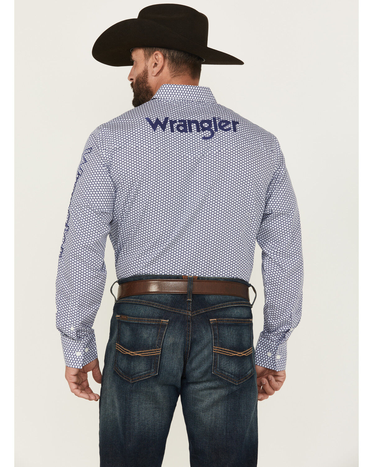 Image #4 - Wrangler Men's Logo Geo Print Long Sleeve Button-Down Western Shirt - Tall, Blue, hi-res