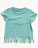 Image #3 - Shyanne Toddler Girls' Chicken Embroidered Fringe Short Sleeve Tee, Aqua, hi-res