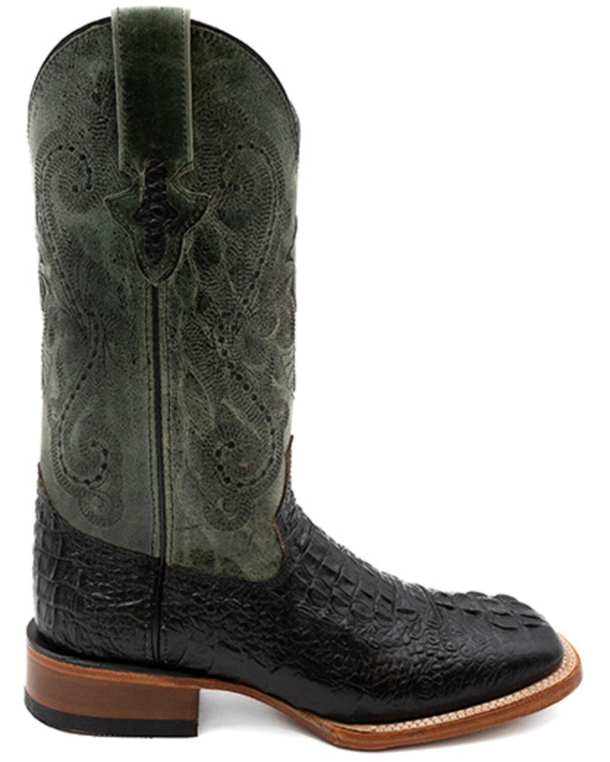Image #2 - Ferrini Men's Caiman Crocodile Print Western Boots, Black, hi-res