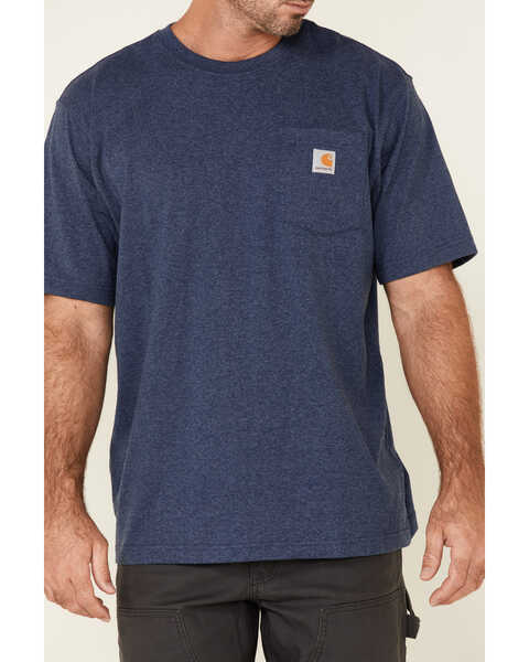 Image #6 - Carhartt Men's Loose Fit Heavyweight Logo Pocket Work T-Shirt, Dark Blue, hi-res