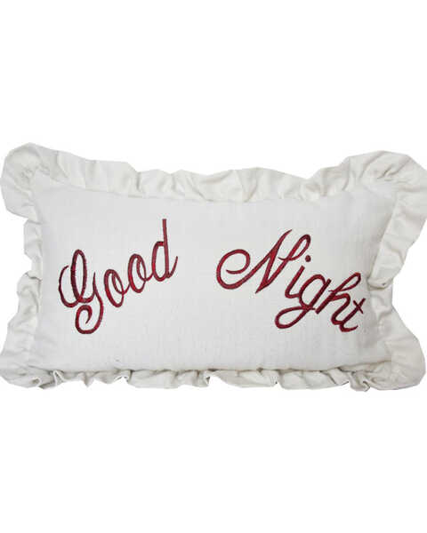 HiEnd Accents White Bandera Good Night Embroidery Pillow, White, hi-res