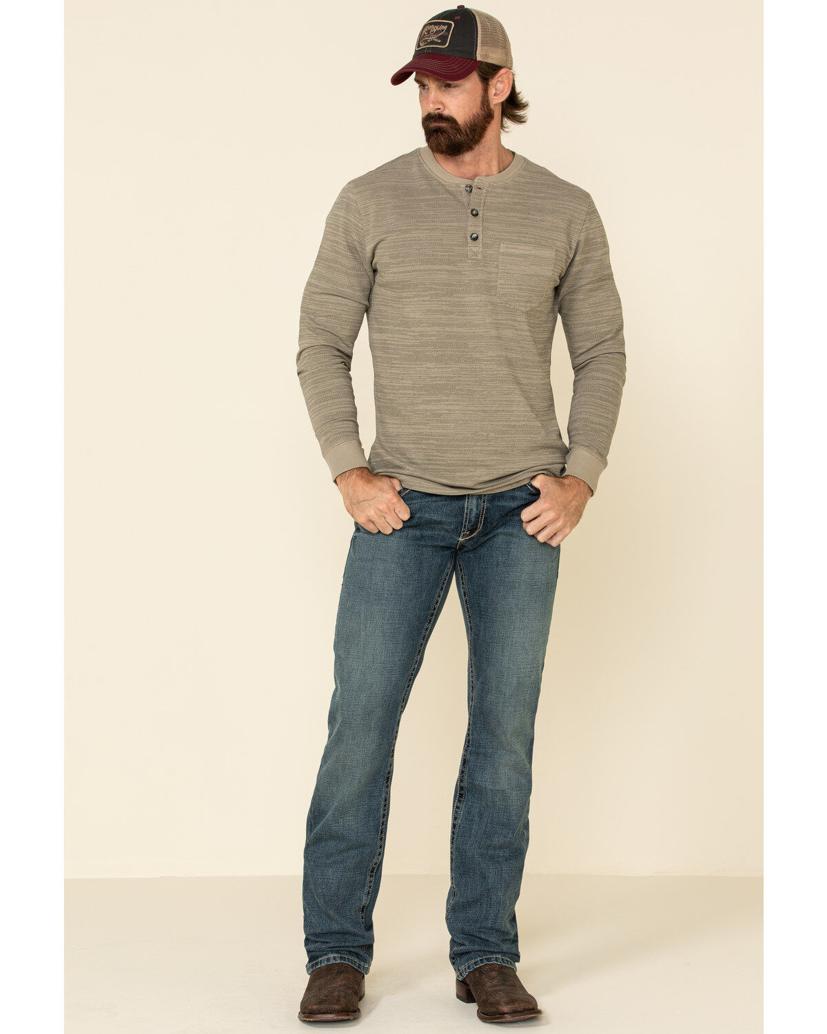 Image #2 - Moonshine Spirit Men's Tan Woodbourne Henley Long Sleeve Shirt, Tan, hi-res