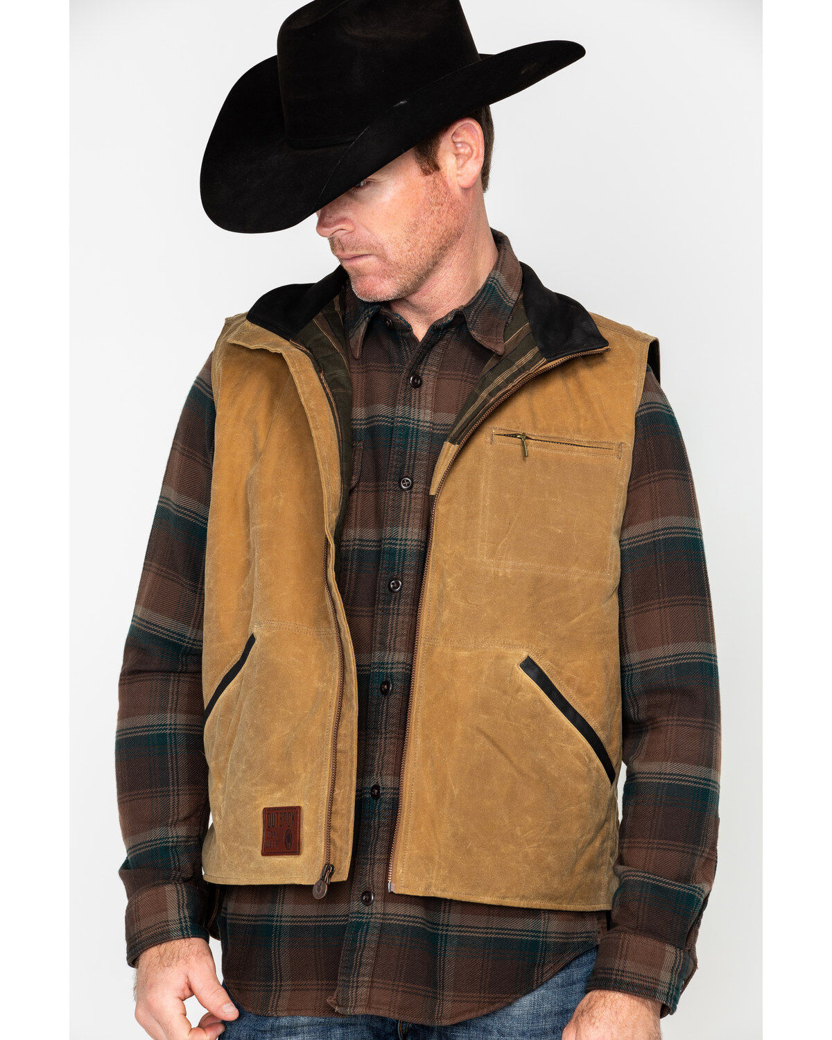 Image #4 - Outback Trading Co. Men's Sawbuck Oilskin Zip-Up Vest, Tan, hi-res