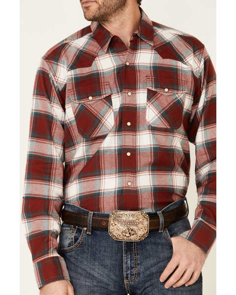 Image #3 - Ariat Men's Hillsboro Retro Large Plaid Long Sleeve Snap Western Flannel Shirt , Red, hi-res