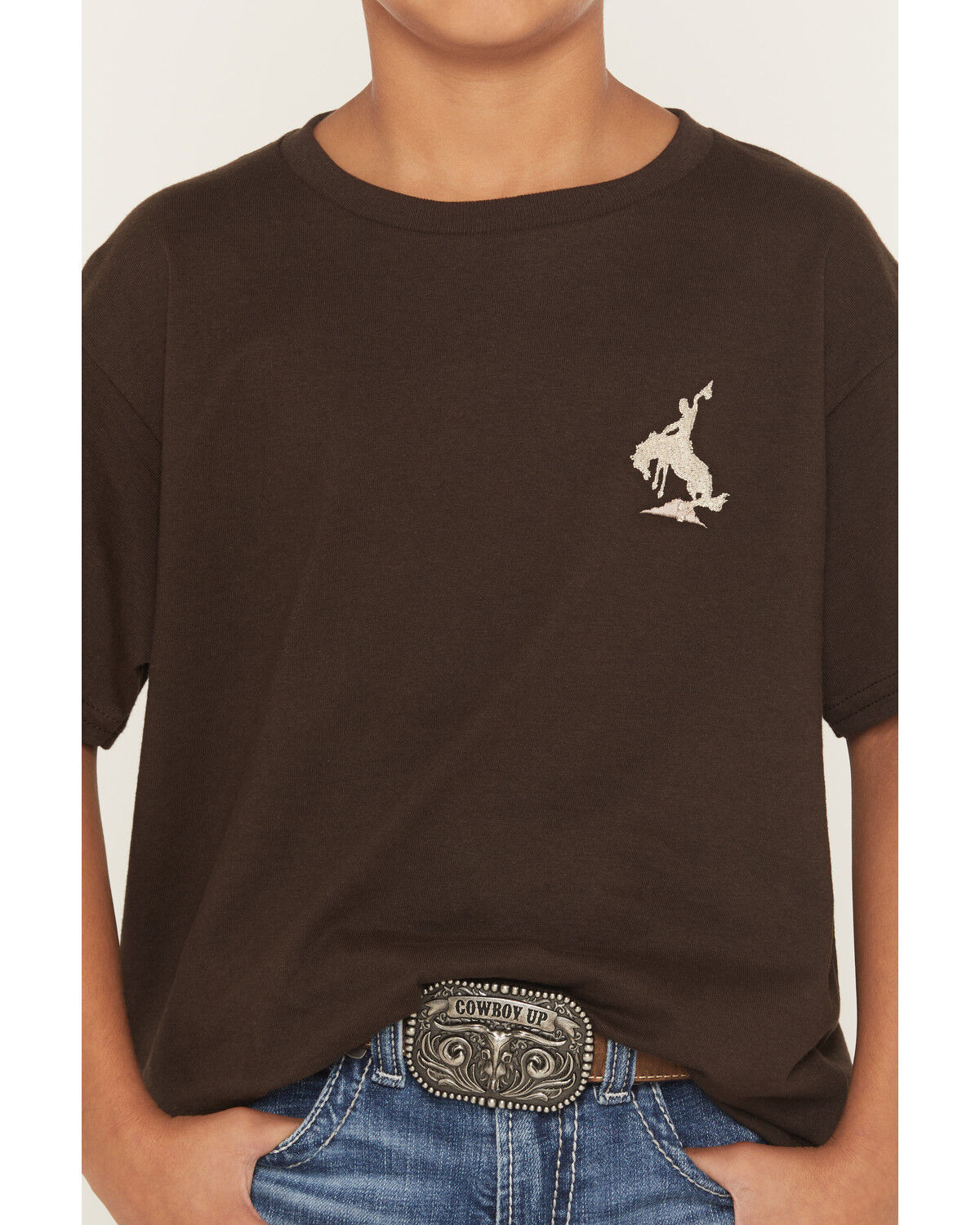 Image #3 - Riot Society Boys' Bucking Bronco Embroidered Short Sleeve T-Shirt, Brown, hi-res