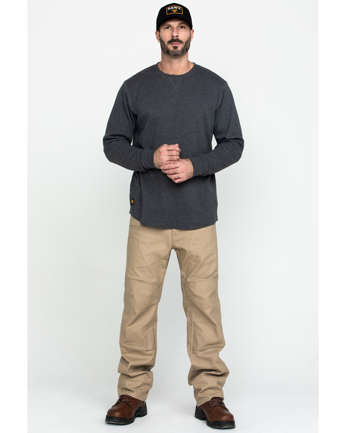 Image #6 - Hawx Men's Gray Solid Asphalt Thermal Crew Long Sleeve Work Shirt, , hi-res