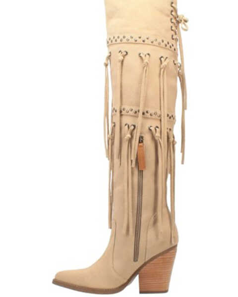 Image #3 - Dingo Women's Witchy Woman Fringe Tall Western Boots - Pointed Toe, Sand, hi-res