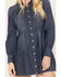 Image #3 - Shyanne Women's Medium Wash Long Sleeve Denim Shirt Dress, , hi-res