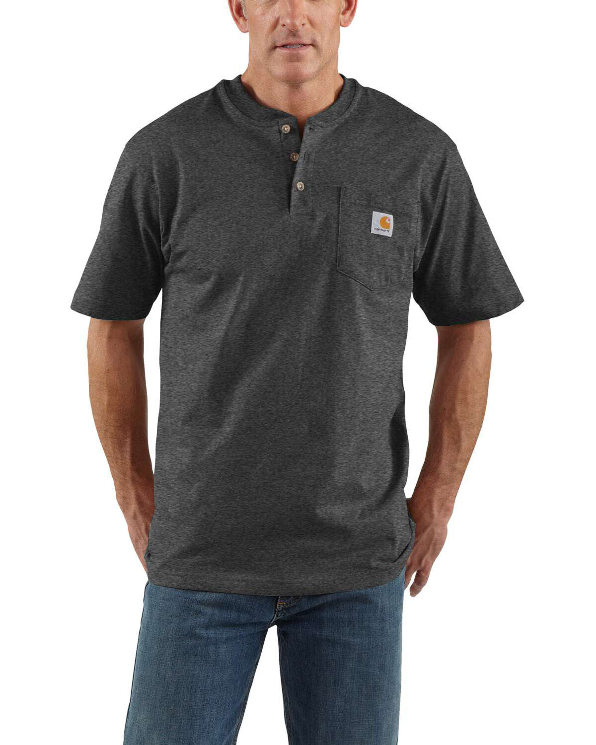 Image #1 - Carhartt Men's Grey Workwear Henley Shirt - Big & Tall, , hi-res