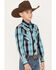 Cowboy Hardware Boys' Plaid Print Long Sleeve Snap Western Shirt, Blue, hi-res