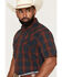 Image #2 - Cody James Men's Pool Shark Plaid Print Crackle Short Sleeve Snap Western Shirt, Navy, hi-res