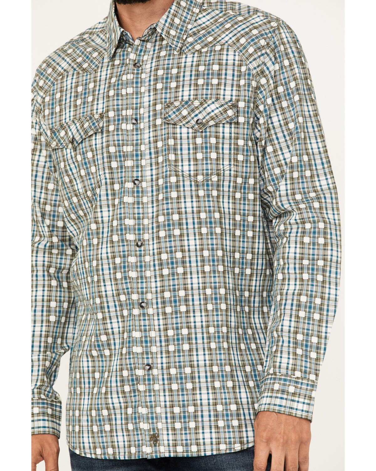 Image #3 - Moonshine Spirit Men's Rough Patch Plaid Snap Western Shirt, Cream, hi-res