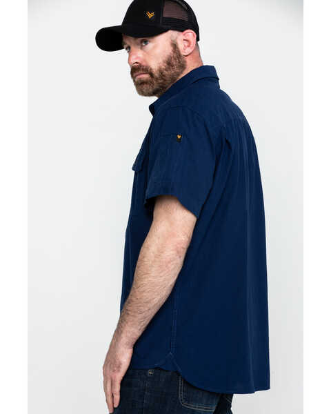 Image #3 - Hawx Men's Navy Solid Yarn Dye Two Pocket Short Sleeve Work Shirt - Tall , Navy, hi-res