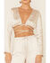 Image #3 - The Now Women's Lily Wrap Long Sleeve Crop Top, Cream, hi-res