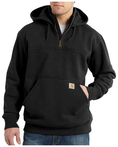 Carhartt Men's Rain Defender Paxton Hooded Zip Mock Work Sweatshirt, Black