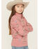 Image #2 - Ariat Girls' Horse Print 1/4 Zip Pullover, Pink, hi-res