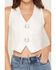 Image #3 - 1 Sunset Lane Women's Buckle Fitted Denim Vest, White, hi-res