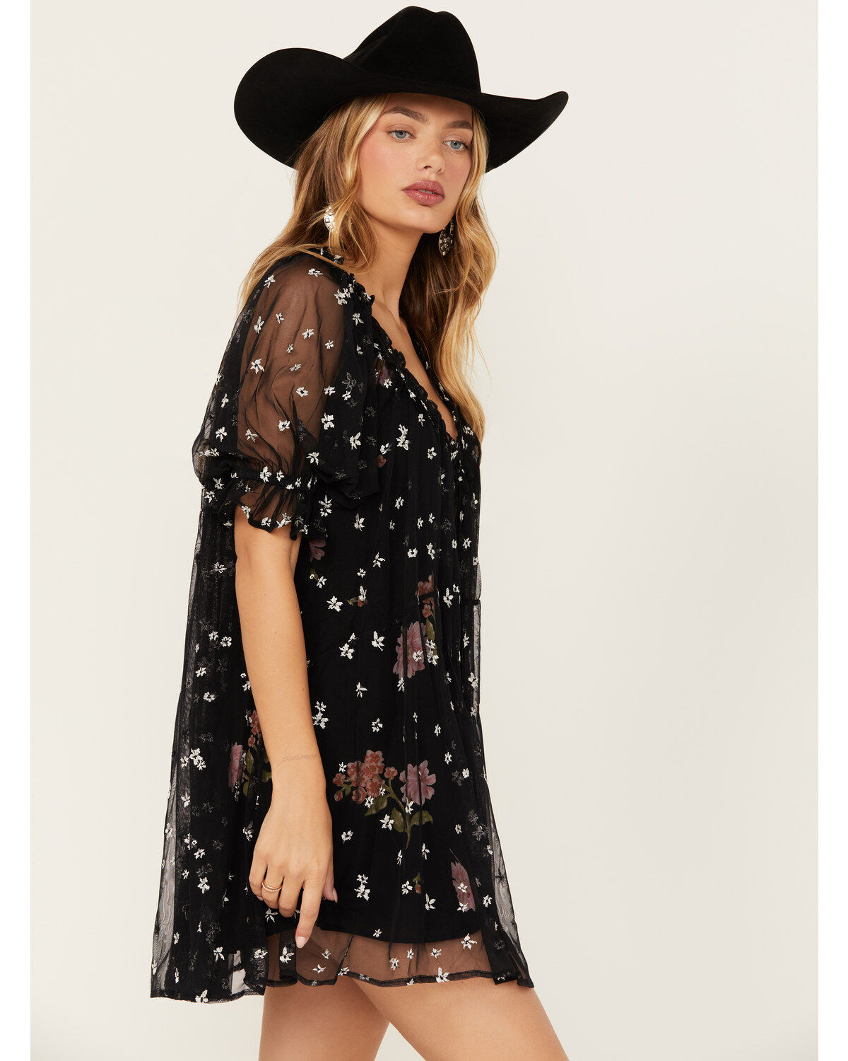 Free People Women's With Love Embroidered Mesh Mini Dress