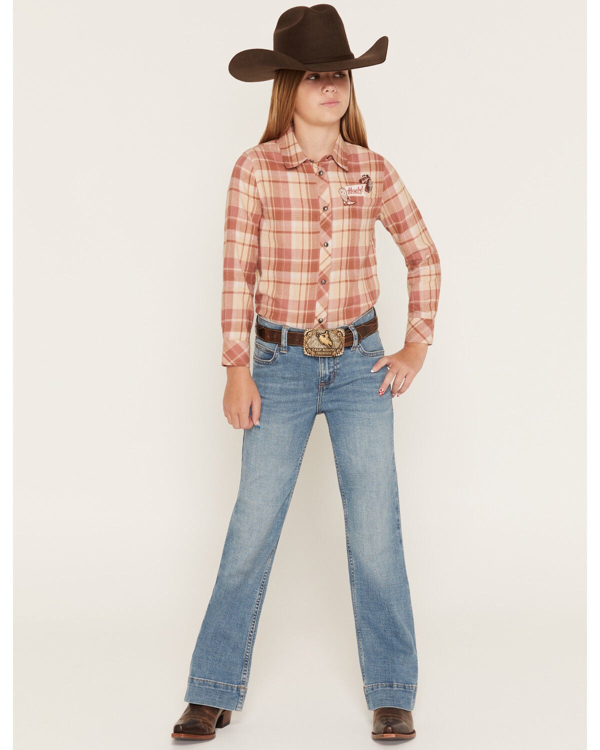 Wrangler Girls' Medium Wash Nala Trouser Stretch Denim Jeans, Medium Wash, hi-res